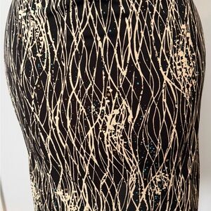 Kenneth Cole New York Brown & Cream Abstract Patterned Skirt Large